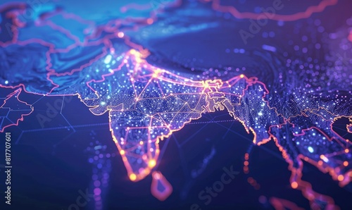 Brilliant network illuminating India's map