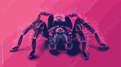 Scary tarantula spider on pink background Vector style