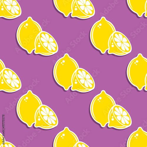 Cute vector seamless pattern with yellow lemons