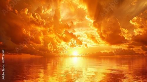 Golden sunset sky