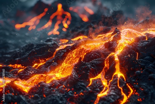 Lava flowing down a mountainside