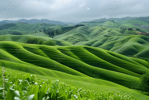 Lush Green Rolling Hills of Tuscany in Spring