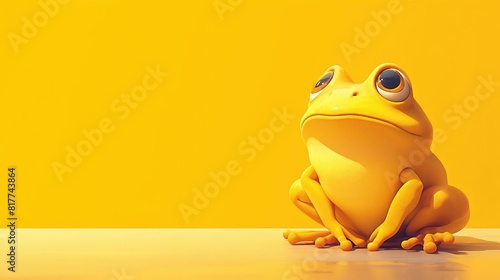 Captivating 3D illustration of an adorable amphibian in a cute pose, perfect for children's content, educational materials, and playful designs