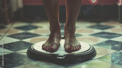 woman's legs on scales. selective focus