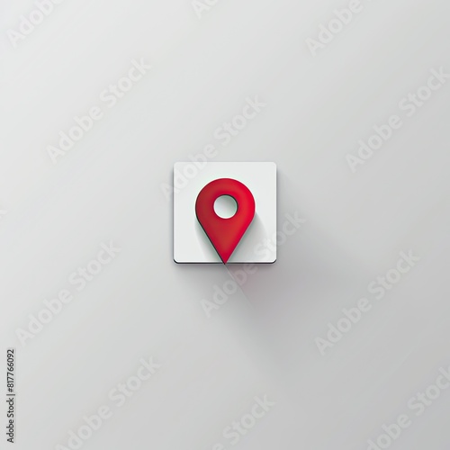 A carmine metal map pin with a hole, on white background