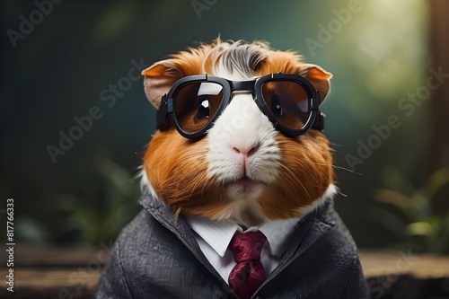 A dapper guinea pig sporting aviator glasses, ready for a grand adventure Generative AI