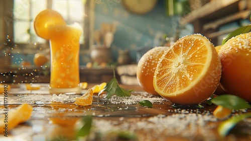 orange juice in a glass on a table