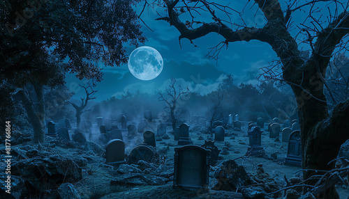 Imagine a desolate graveyard at midnight