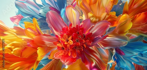 Abstract background with bold and vibrant colors with bright and saturated hues to depict spring flowers in full bloom