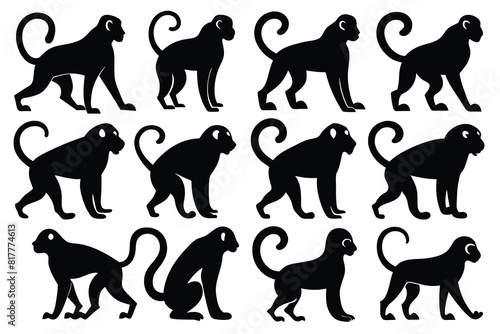 monkey Silhouette Design with white Background and Vector Illustration