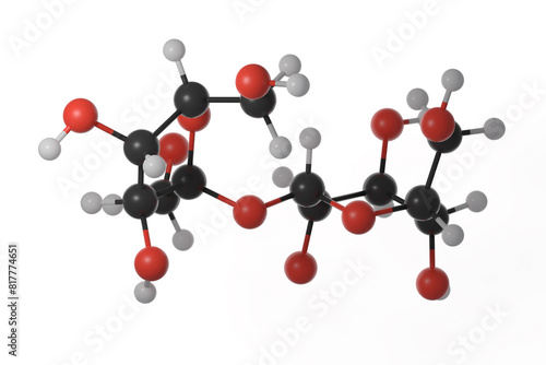 Ball and stick model of sucrose molecule