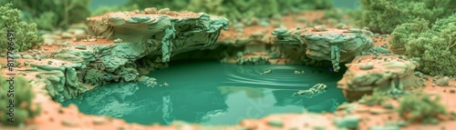 The photo shows a beautiful natural turquoise water sinkhole