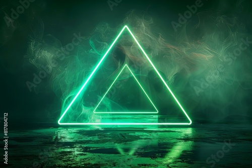 Triangle frame with a bright green light