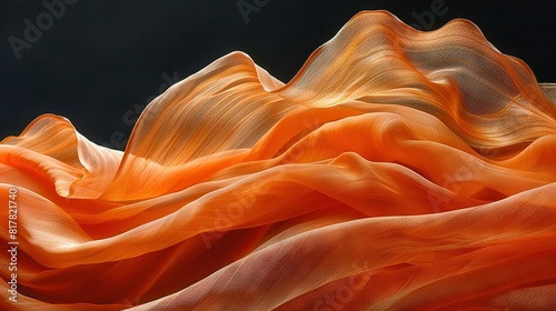  A close-up of a piece of cloth with a black background and an orange and white background