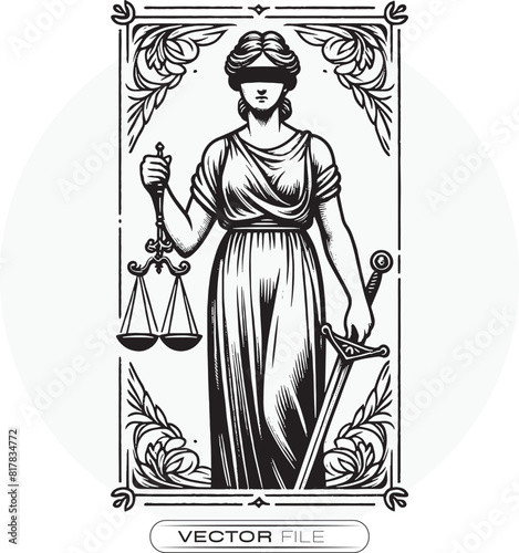 Justice Embodied: Lady Justice with Scales and Sword