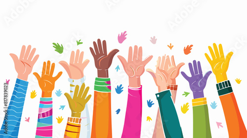 Colorful clapping hands or diverse applauding people.