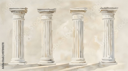 White Pillars, watercolor sketch