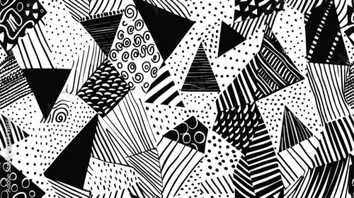 Doodle hand drawn seamless pattern with triangles