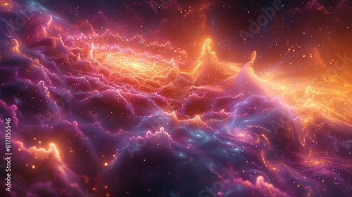 Abstract cosmic fractals, vibrant colors and intricate patterns with a galactic feel