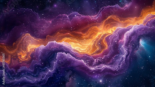 Abstract cosmic nebulae, deep space colors and swirling patterns with a galactic feel