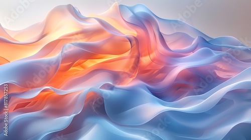 Abstract liquid forms, smooth gradients and flowing shapes creating a fluid effect