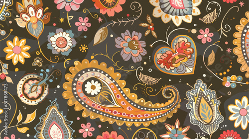 Floral paisley seamless pattern with traditional Pers