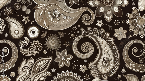 Floral paisley seamless pattern with traditional Pers