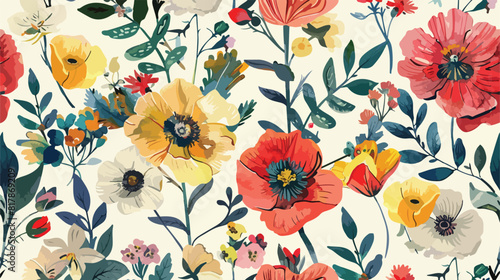 Floral seamless pattern with flowers vintage background