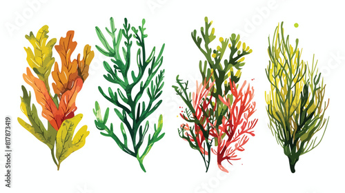 Four of colorful hand drawn edible algae vector graphic