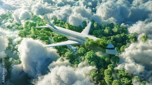 Sustainable aviation fuel concept. Net zero emissions flight. Sustainability transportation.