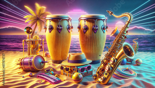 Tropical sunset 80's congas salsa