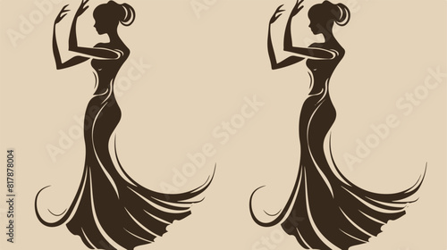 Sketch silhouette of pictogram woman in dress
