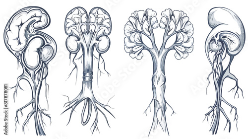 Sketch silhouette renal system of human body vector illustration