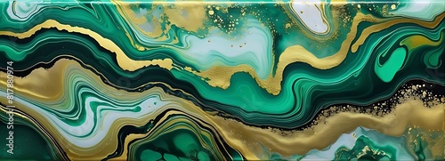 Background green gold abstract texture marble pattern liquid ink paint. Dark background green gold luxury stone wallpaper golden watercolor foil agate black art design emerald color fluid water moder 
