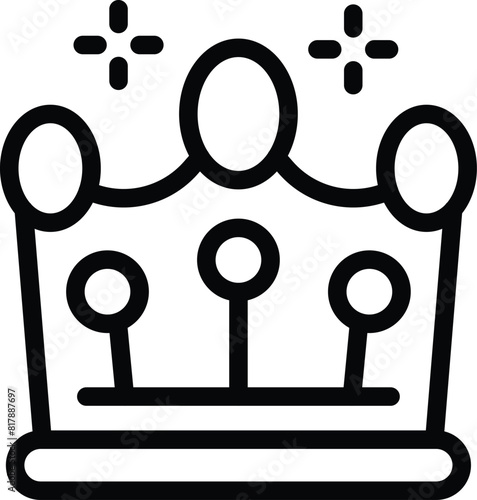 Simplistic black line illustration of a royal crown, isolated on white, suitable for various designs
