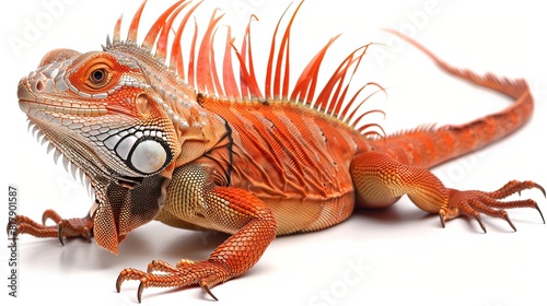 Vibrant Orange Lizard's Unique Pose