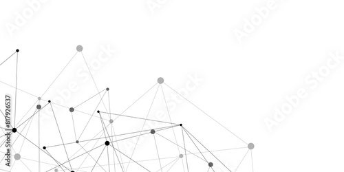 Abstract connection on white background. Network technology background with dots and lines for desktop. Glowing black plexus. Big data.
