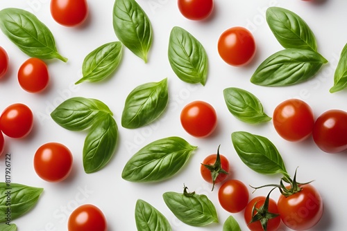 basil leaves with cherry tomatoes