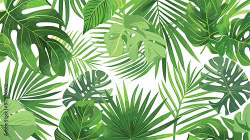 Natural seamless pattern with green tropical leaves o
