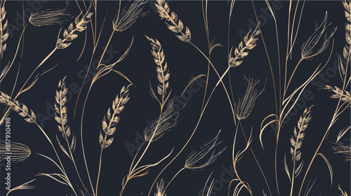 Natural seamless pattern with wheat ears or spikelets