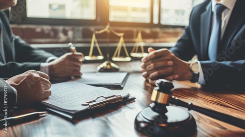 Lawyer in a Business Meeting: At a corporate meeting, a lawyer advises business leaders on legal matters, ensuring that all contracts and agreements are in compliance with the law