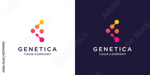 Modern meta ball, neuron, biotechnology molecule atom DNA icon initial technology logo design inspiration