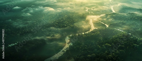 An aerial view of the expansive Brazilian jungle