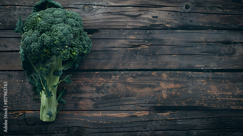 Healthy Organic Broccoli on a Wooden Background