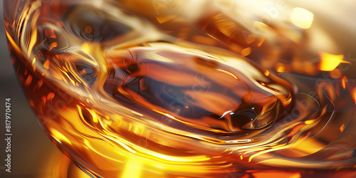 The Allure of Alcohol: A glass of amber liquid reflecting light, enticing and dangerous
