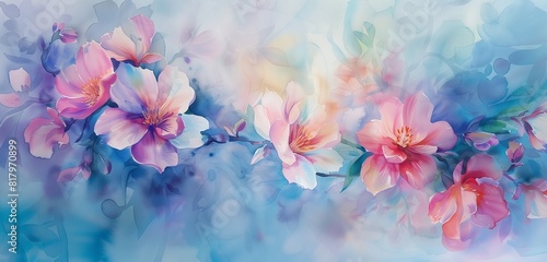 abstract background that celebrates the beauty of spring with a symphony of watercolor paintings of elegant and beautiful spring flowers