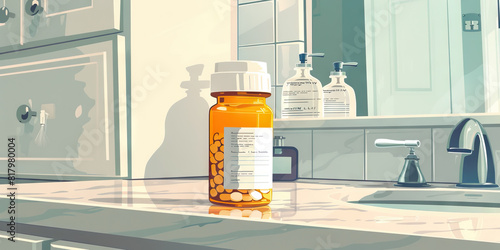 Hiding in plain sight: An over-the-counter medication bottle sits on a bathroom vanity, its label scratched off to conceal its true identity