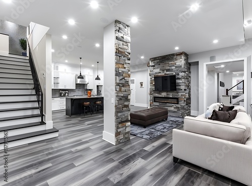 finish basement in luxury home with white walls