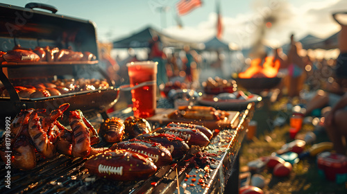 Group of Fans Tailgating at a Football Game: Enjoying Food, Games, and Team Spirit at Pre Game Party Ideal for Sports Content on Fan Traditions and Pre Game Activities
