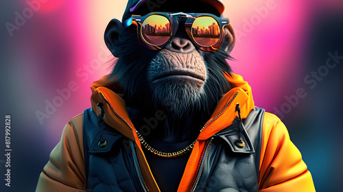 monkey wearing cool clothes